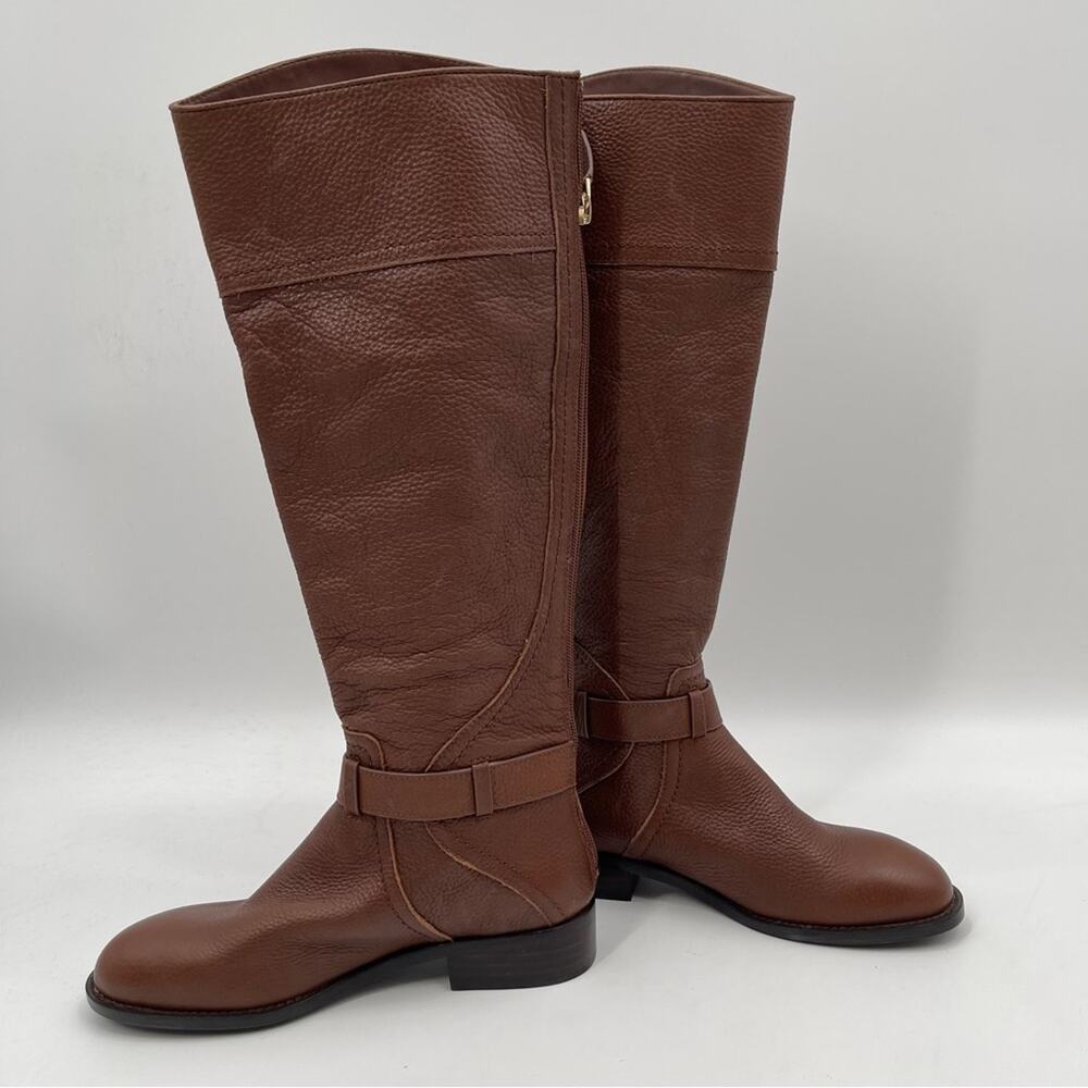 NEW TORY BURCH Boots Claire Tumbled Leather Tall Riding Boot Brown Zipper SZ 5 - Picture 4 of 15